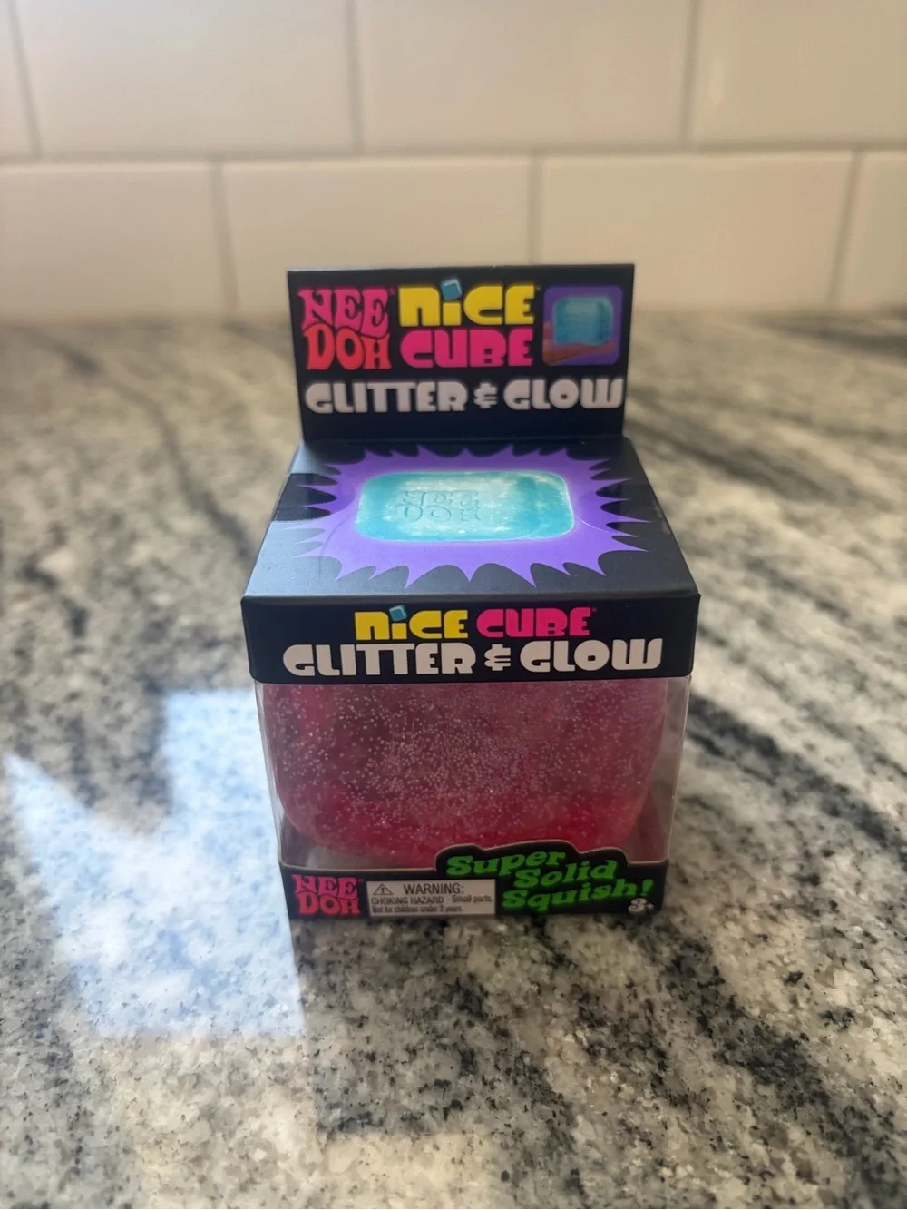 NeeDoh Nice Cube Glitter & Glow Pink cube NEW 💗 Sealed Authentic Nee Doh gift